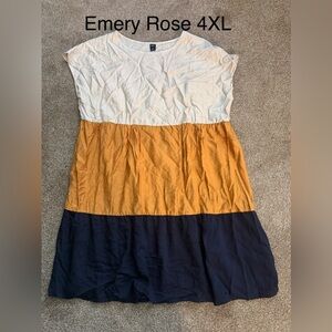 Emery Rose sz 4XL Tiered Dress/Tunic Top - White, Mustard, Navy